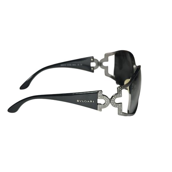 BVLGARI 6002-B Sunglasses Frames Crystal Logo Black Italy w/ Case AUTHENTIC